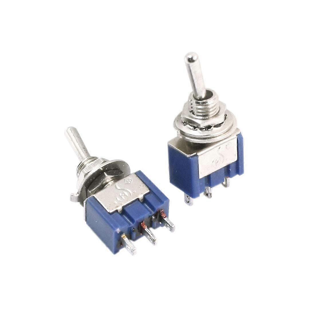 ON-Off-ON SPDT Mini Toggle Switch 2A AC 250V Blue Rocker Type Self-Locking Switch 2-Pack