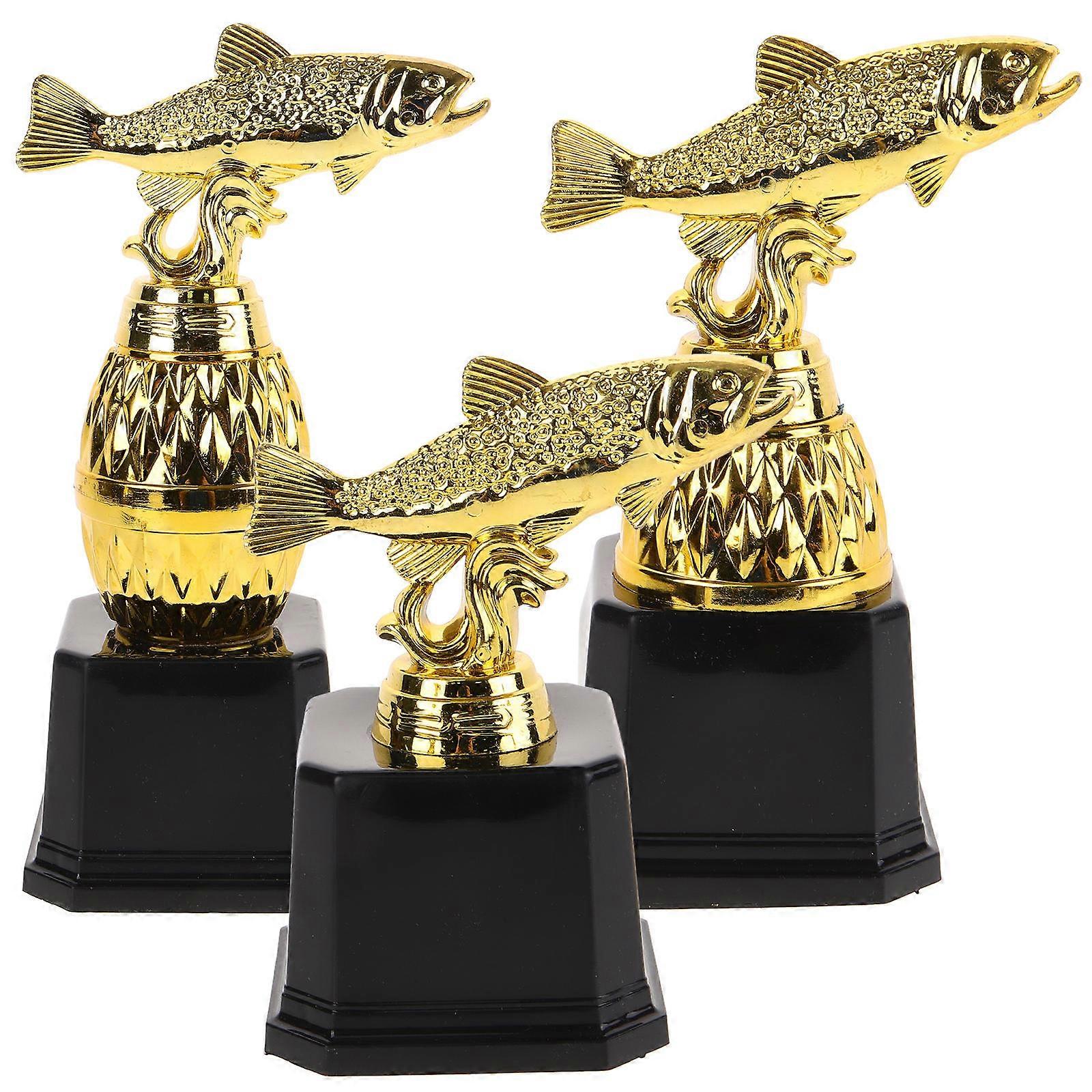 3pcs Fishing Shaped Mini Trophy Cups for Competitions, Parties, and Celebrations – Unique Design & Craftsmanship for Awarding Winners