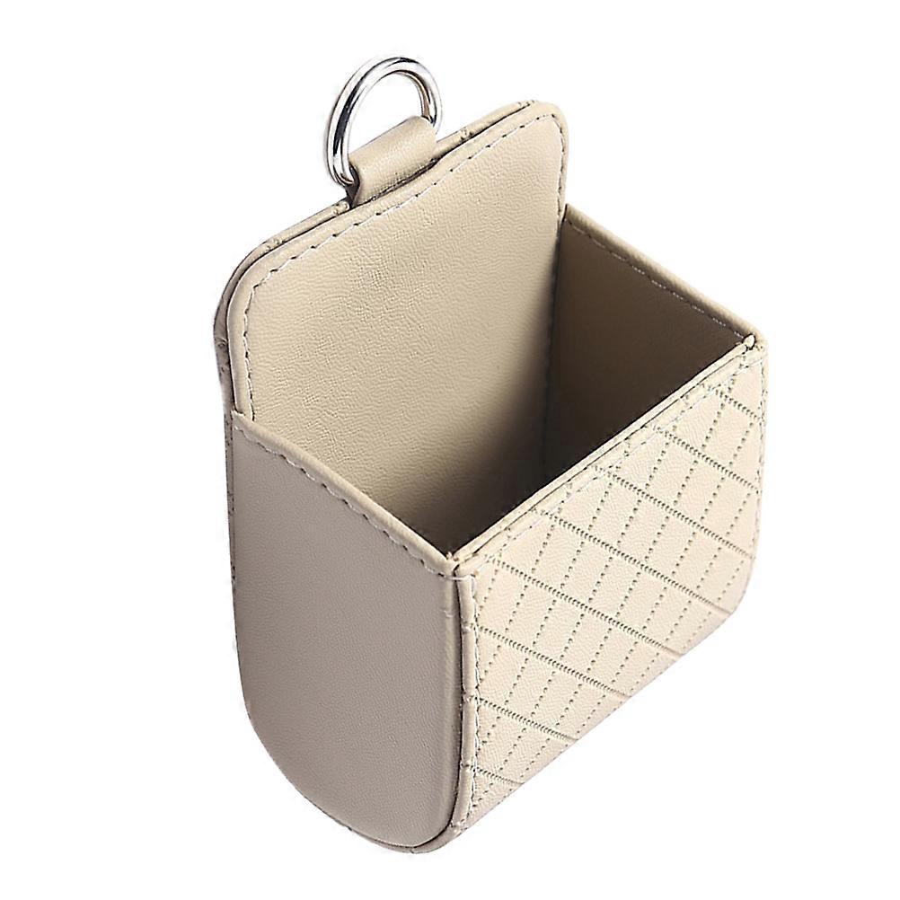 PU Car Vent Storage Pouch with Hook, Hanging Phone Holder, Organizer Bag for Keys, Cards, and Pens, Space Saving Design for Quick Access and Driving