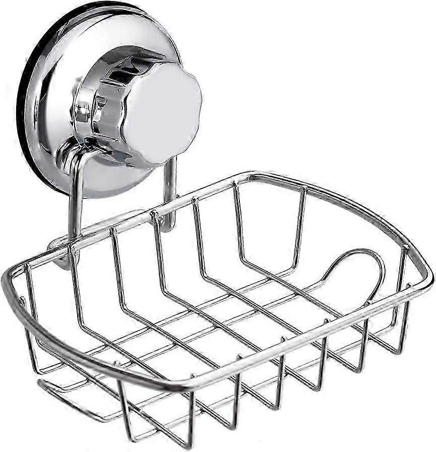 Stainless Steel Vacuum Suction Soap Dish, Non-Porous Surface Reusable Easy Draining Tray For Smooth Surfaces Without Drilling