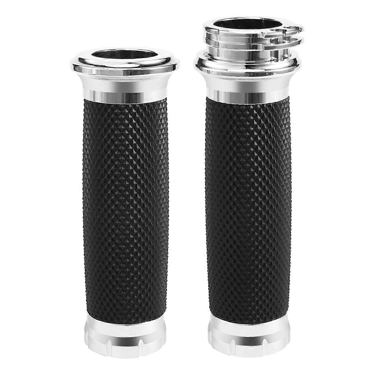 Hand Grips 1 Inch 25mm Handlebar Grips Rubber for Cafe Racer Silver