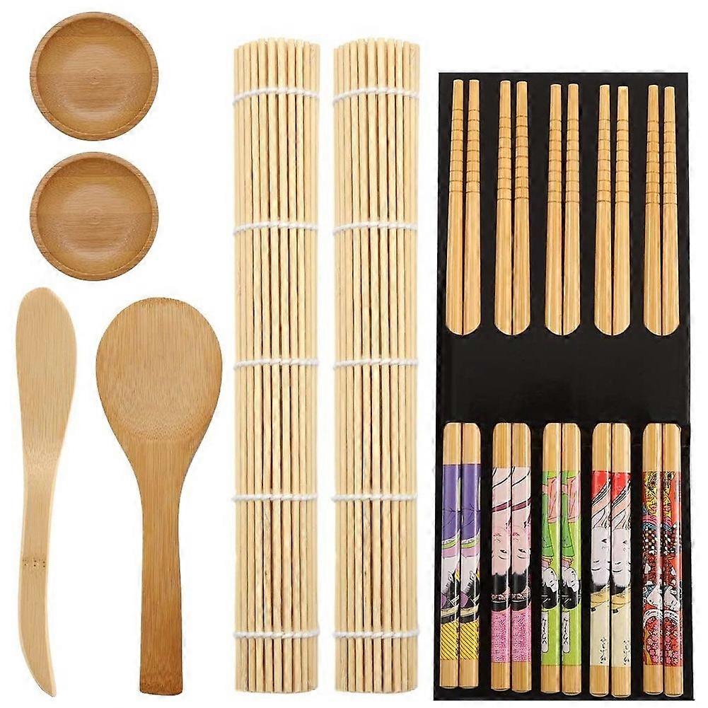 11 Pack Sushi Making Kit Bamboo Include Rolling Mats Rice Chopsticks