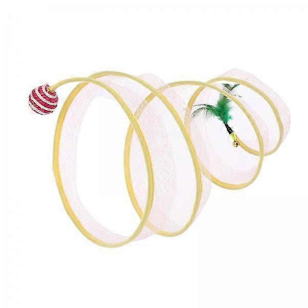 3x Cat Tunnel Pet Collapsible Interactive Toy Portable with Feather Toy Tent for