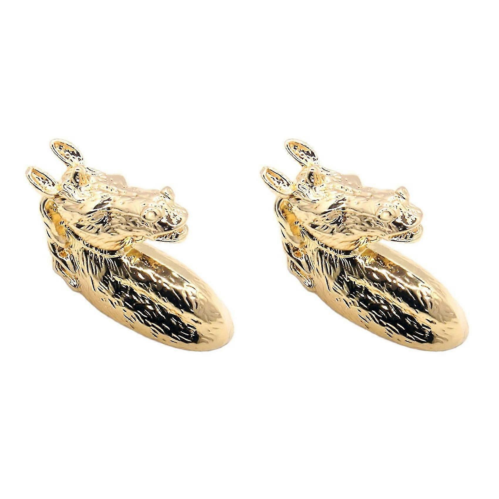 2pcs Antique Door Handles Animal Handle Horse Head Alloy Cabinet Handle Knob With Screws (golden)