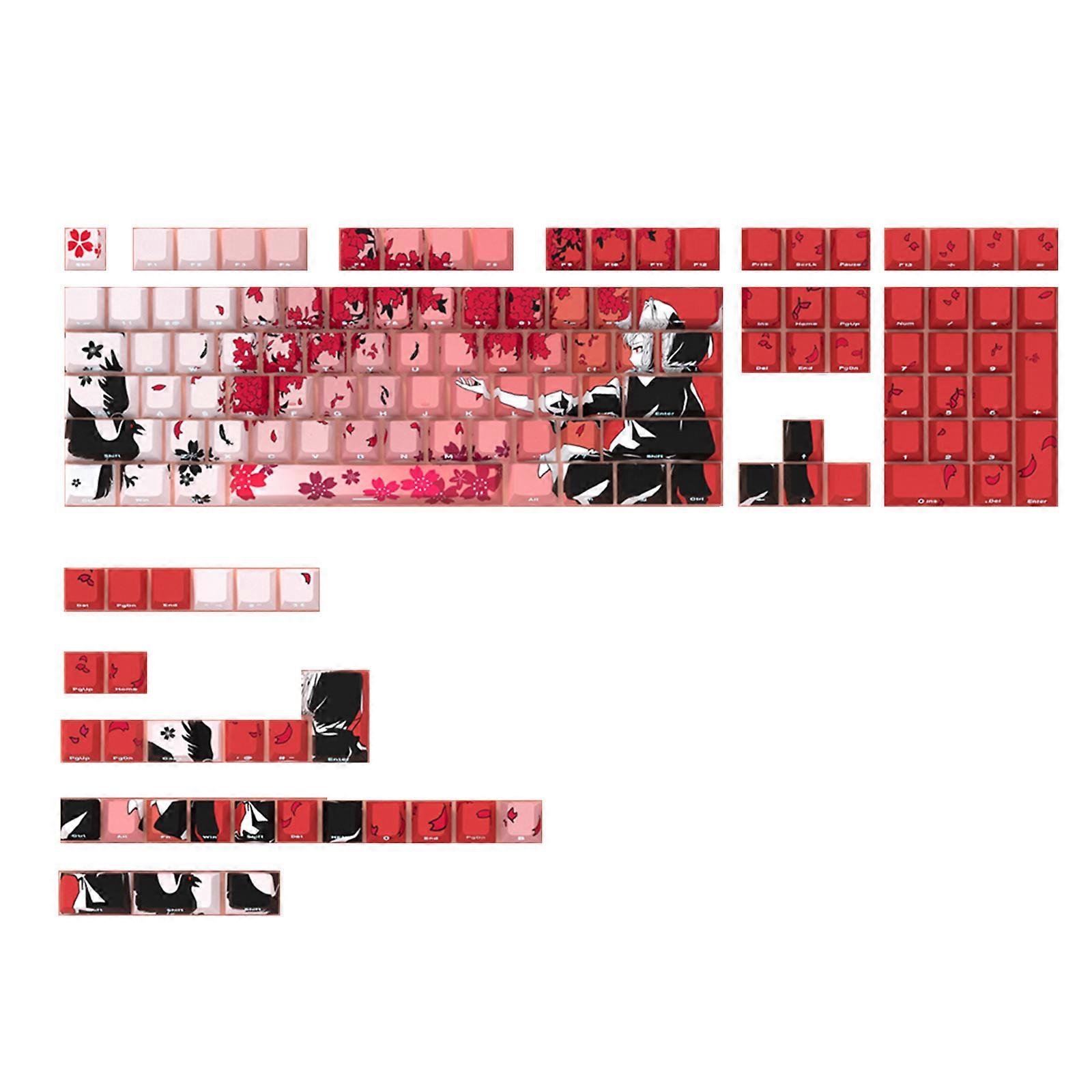 136Keys Side Print Translucents Keycaps Original Height Sublimation Backlit Keycap for Mechanical Keyboards