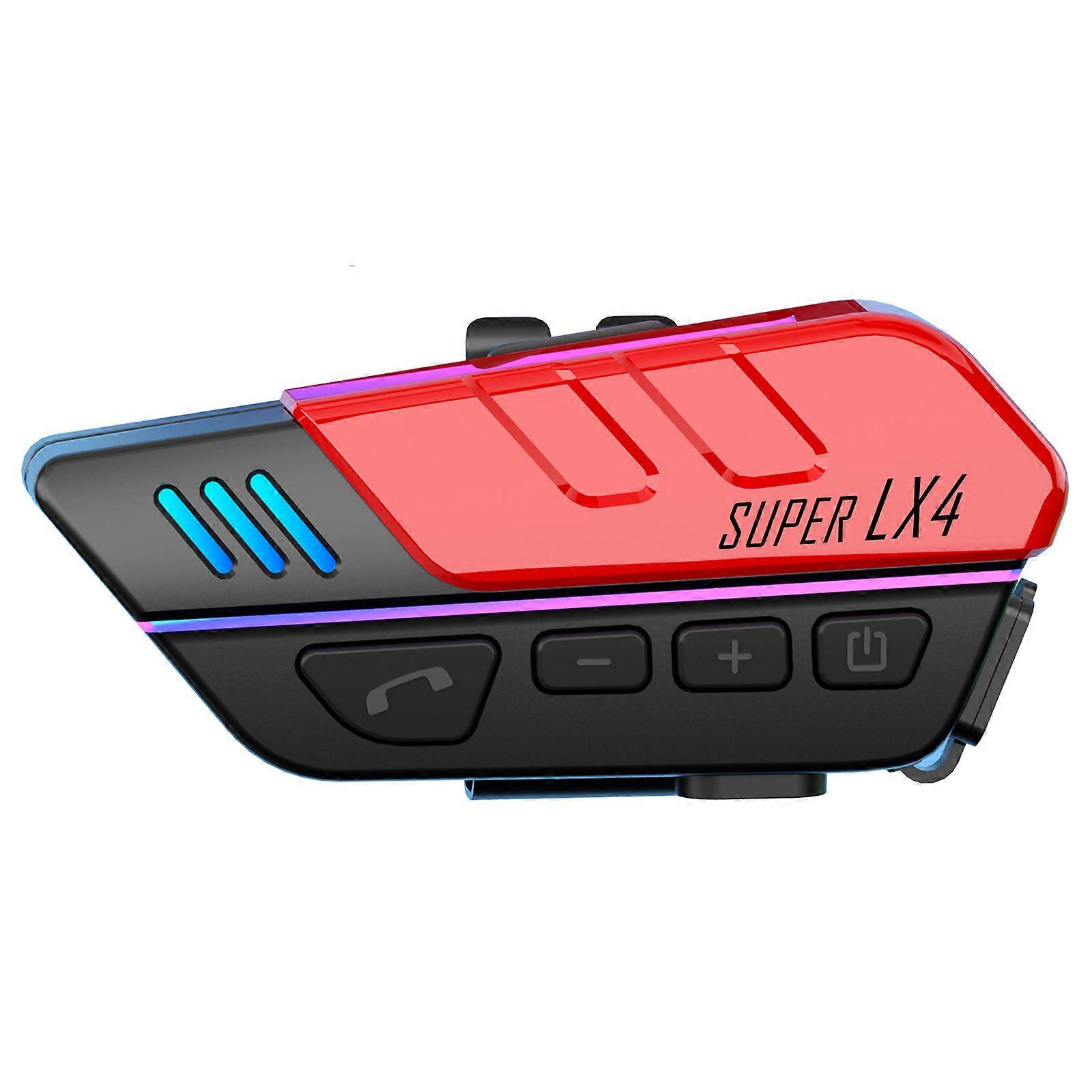 Motorcycle Music Interphone with Voice Assistant Earphone Wireless Bluetooth-compatible Intercom Headset  Red