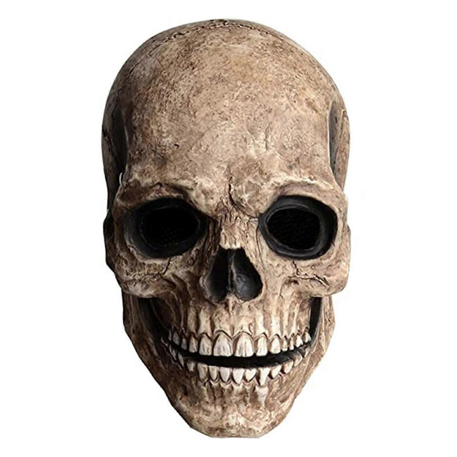 Halloween Full for Head Skull Mask with Movable Jaw Realistic Latex Helmet Scary Skeleton Headgear Cosplay Props Party