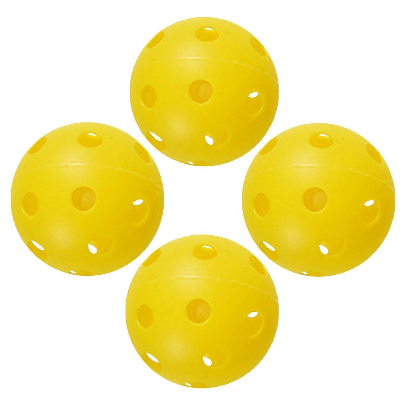 Piickleball Exercise Balls Pack of 4 Exercise Balls with 26 Holes Set for Outdoor Use for Home, School, Gym and Game on the Pl Yellow
