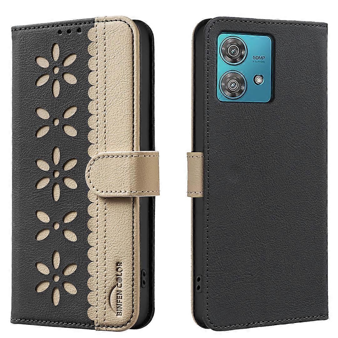 Compatible For Motorola Edge 40 Neo 5G Leather Case BINFEN COLOR BF36 Floral Pattern Phone Cover RFID Wallet Stand