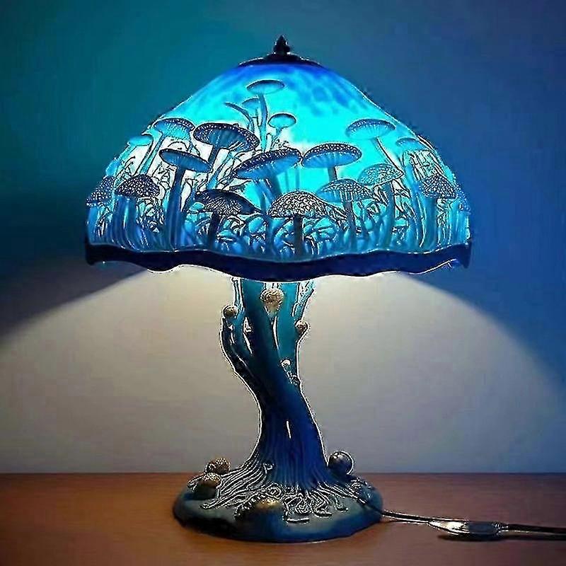 Decorative Mushroom Table Lamp Stained Glass Night Light Bohemian Design