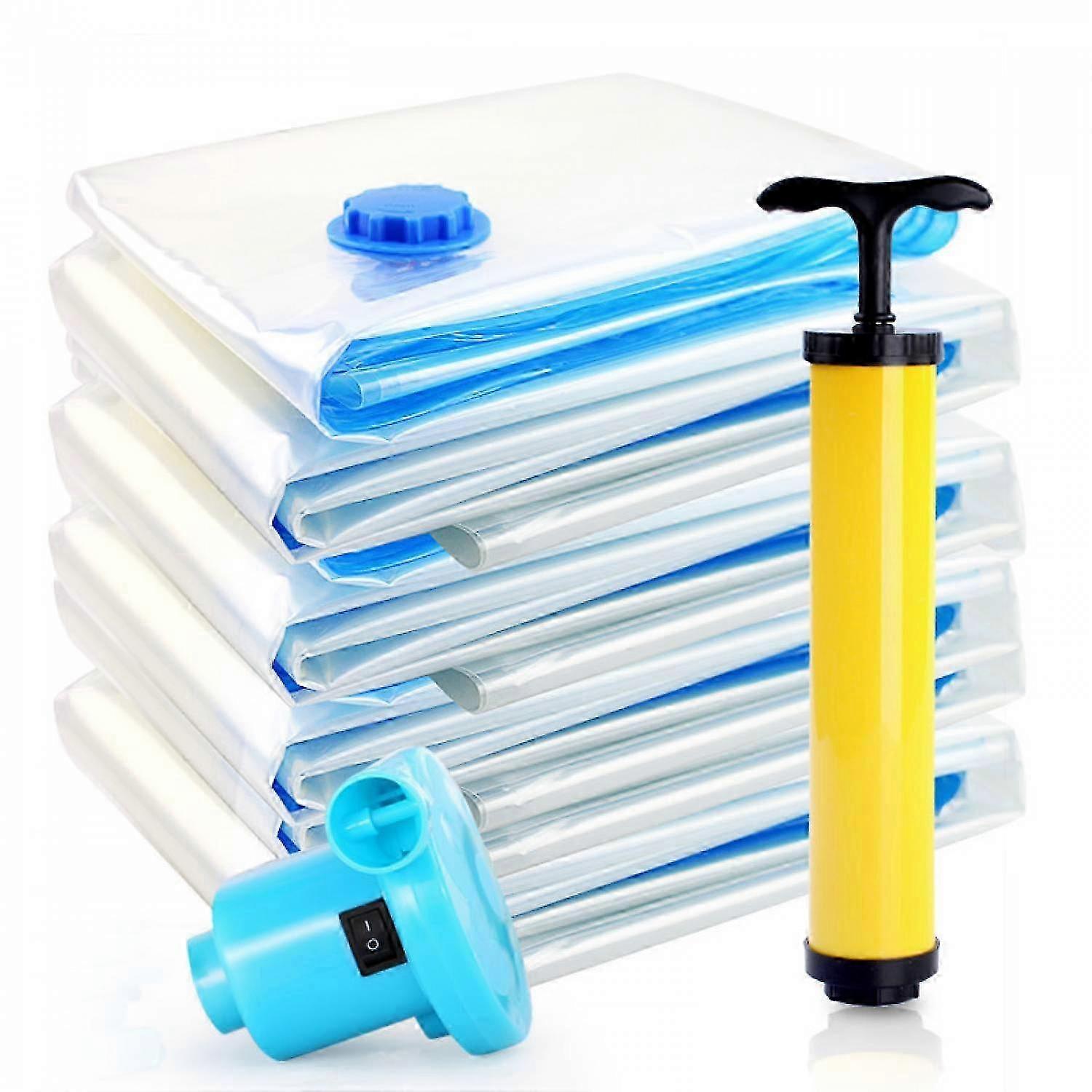 6pcs Vacuum Storage Bags for Clothes, Pillows, and Blankets with Vacuum Pump in Random Color - Suitable for Various Brands, Space-Saving Sol