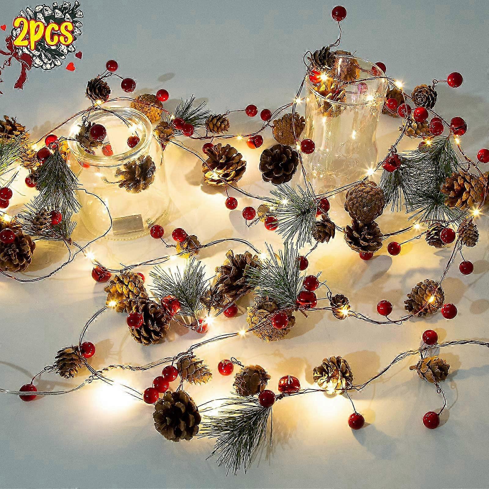 2 Pack Artificial Christmas Garland with Lights Battery Operated 6.56FT Prelit Garland 2025