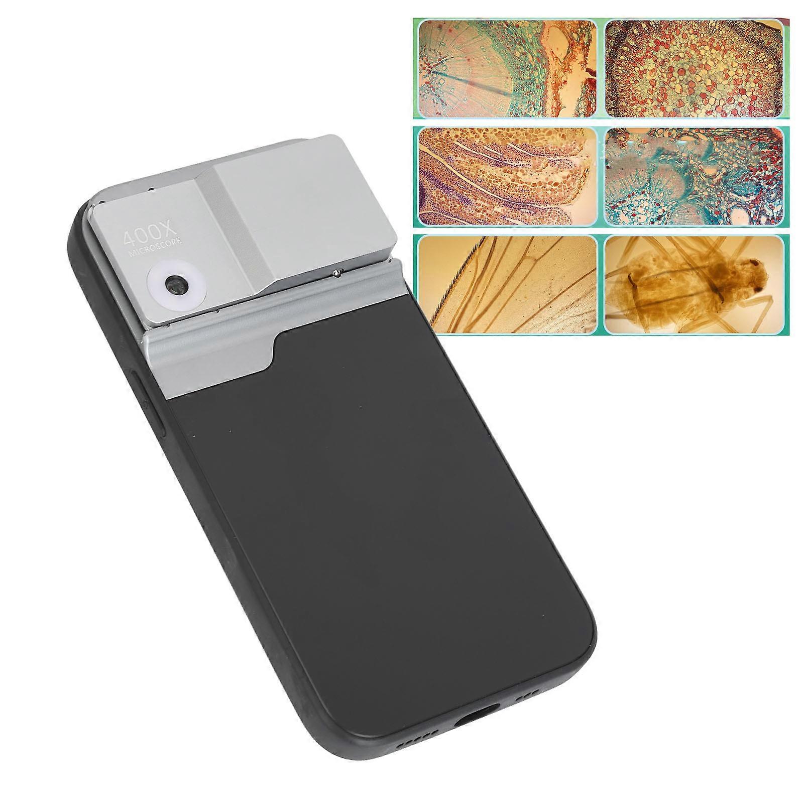 Cell Phone Microscope 400X Magnification Fill Light Design Easy Operation Microscope for Iphone Home Travel Observation 