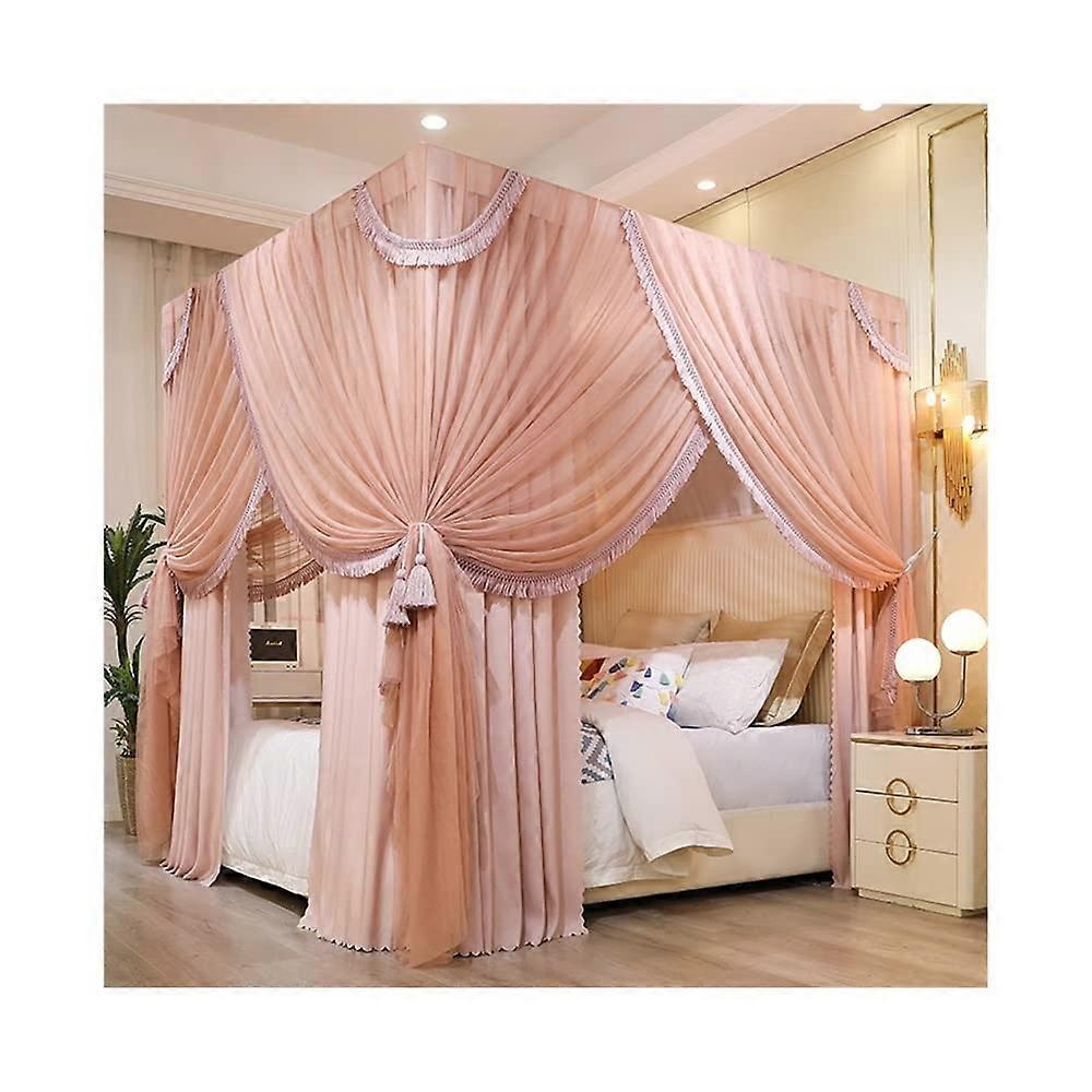 Bed canopy, decorative mosquito net in princess style for queen/king beds, 4pole support 2x2.2x2m