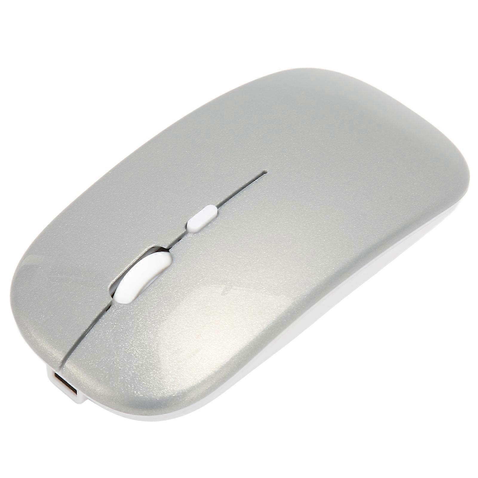 Wireless USB Mouse Rechargeable Low Noise Wireless Computer Mouse for Work Study Leisure Time Silver 