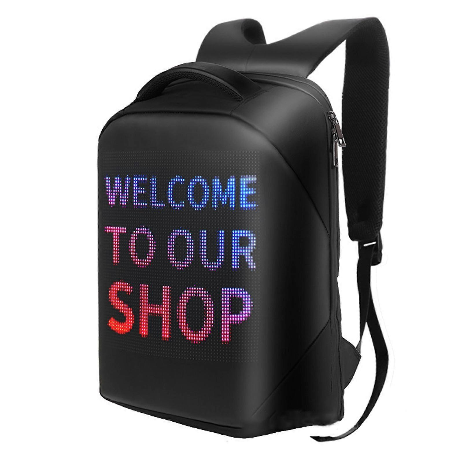 LED Backpack Bluetooth APP Programmable Water Resistant USB Powered Colorful LED Display Backpack