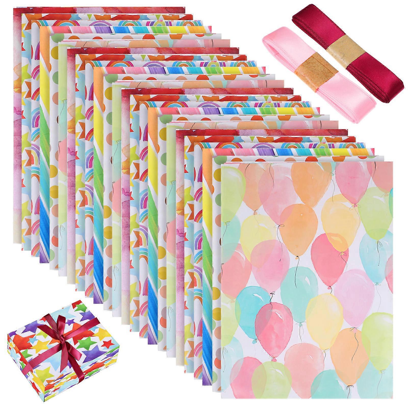 Wrapping Papers Birthday present Wrapping Diy Crafts Normal Size Assorted Color 24 Sheets 1 Set