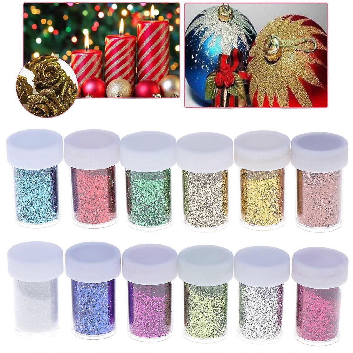 Festival Glitter Sequin Painting Kids Craft Activities Assorted Color Granule Shape Diy Design 12Pack