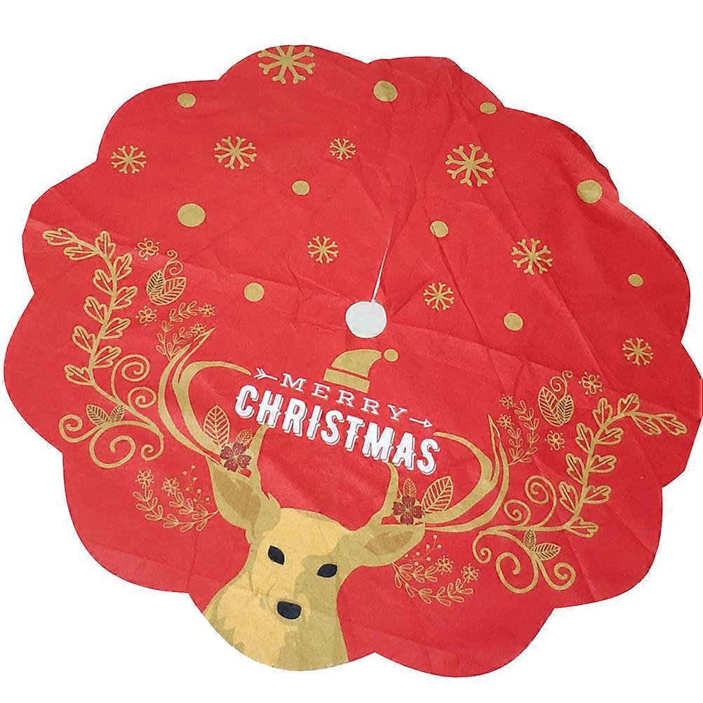 Round Tree Skirt Red 84x84cm Christmas Design Decorative Cover Sundries Cloth 1Pack