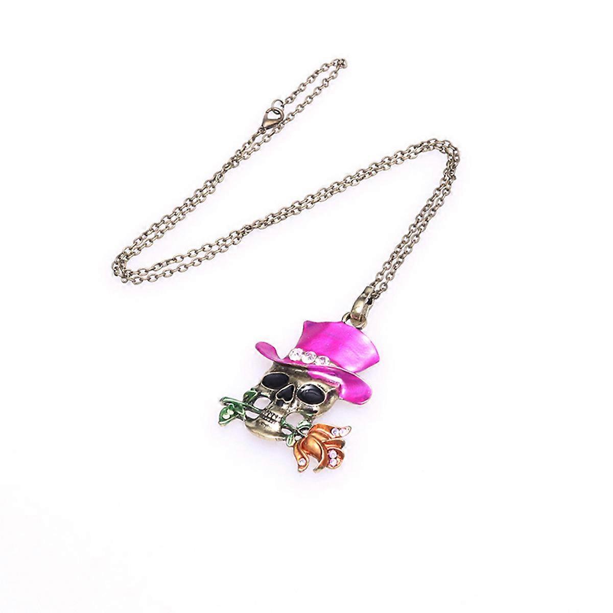 Halloween Punk Skull Pendants Necklace For Women Purple Jewelry Exaggerated Design 1Pcs