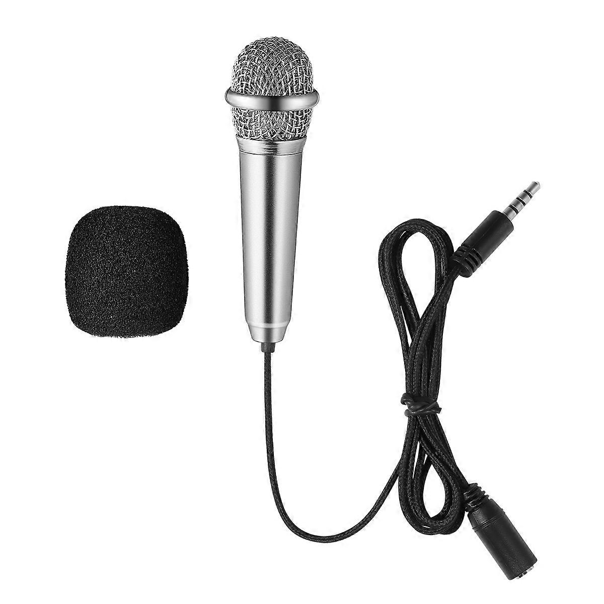 Mini Microphone for Phone & Laptop   Portable Handheld Mic for Voice Recording, Singing, and On the Go Use   Silver