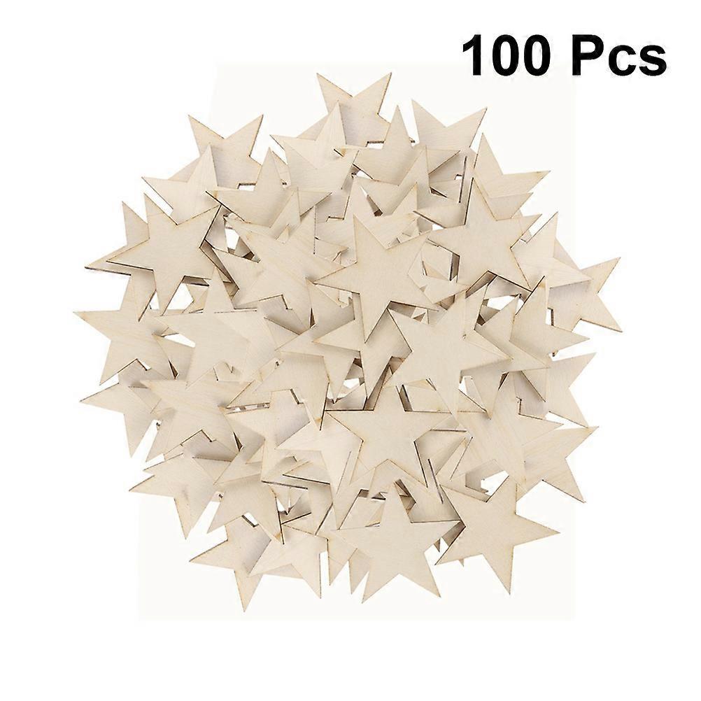 Wood Star Decoration Five-Pointed Star Wood Piece Natural Color 30mm Diy Projects Home Five-Pointed Star 100Pcs