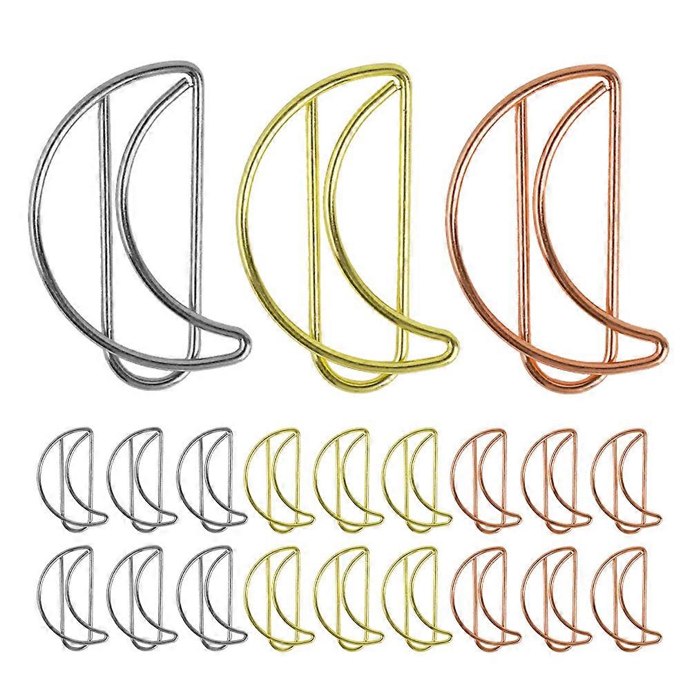 Moon Shaped Paper Clip Bookmark for Document Marking 30Pcs Metal Clips