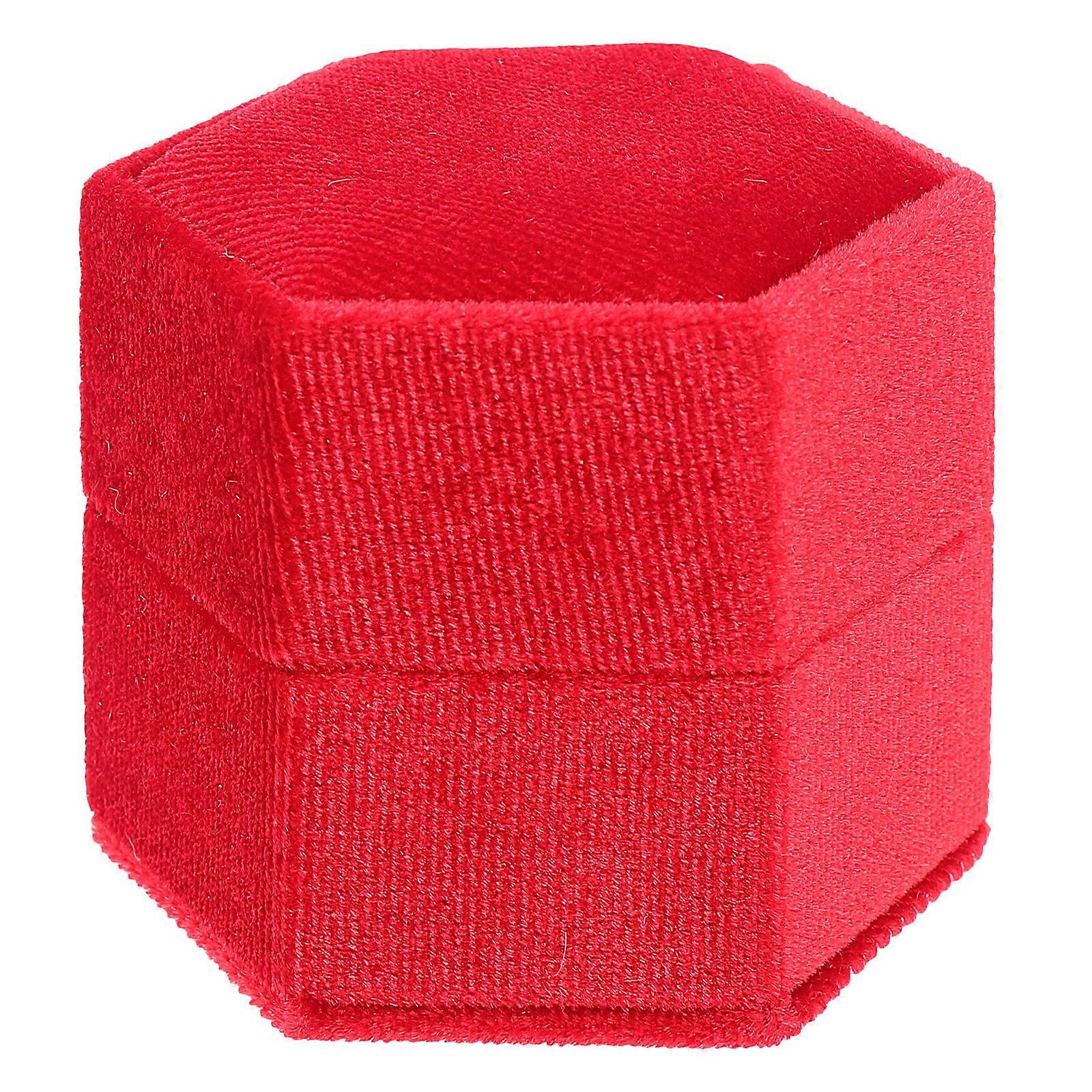Wedding Box Hexagon Ring Container Ring Display Proposal Elegant Design Red 6.5x6.5x6cm 1Pack