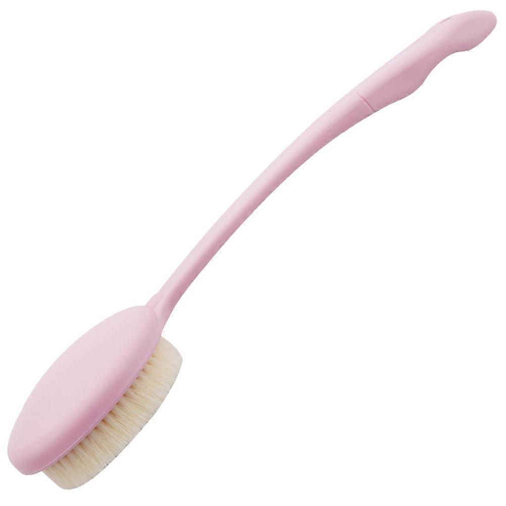 Body Scrubber With Handle Daily Use Shower Brush Bath Accessory Pink 38x9.5cm Exfoliation 1Set