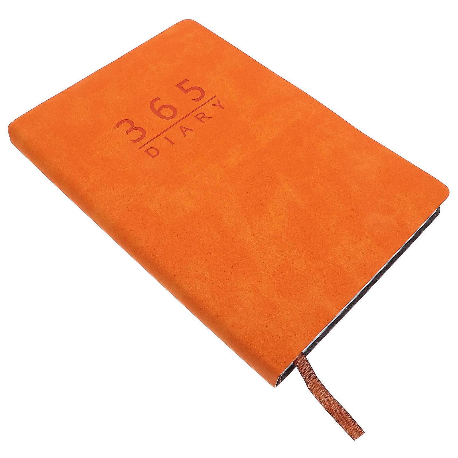 Note Book Daily Planner Notepad Office Use A5 Size Orange Paper Pu Monthly Planning 1Pcs