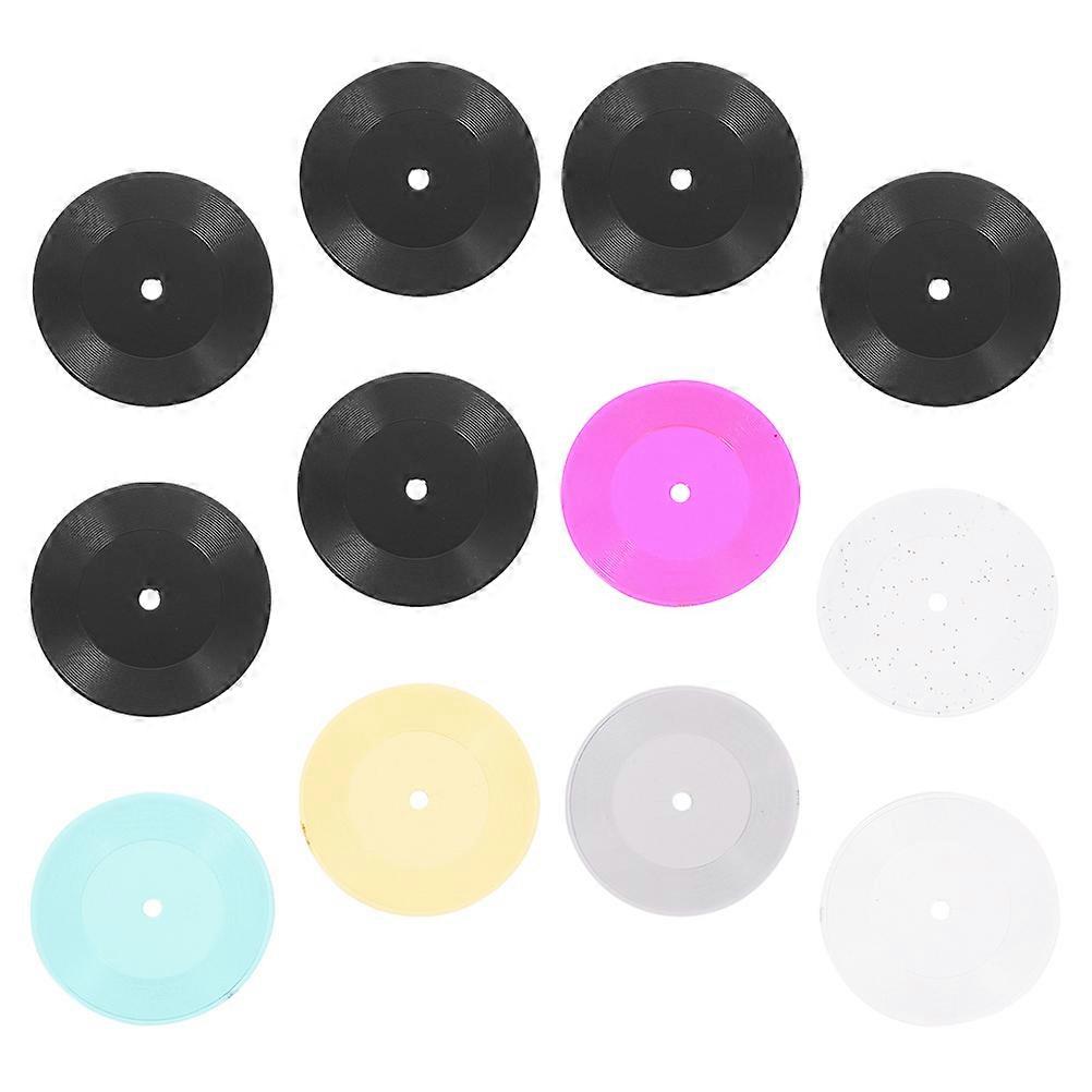 Mini Records For Dollhouse Miniature Phonograph Record Model Indoor Scene Decoration 3.00X3.00X0.40CM Transparent Hobbyists 12Pcs