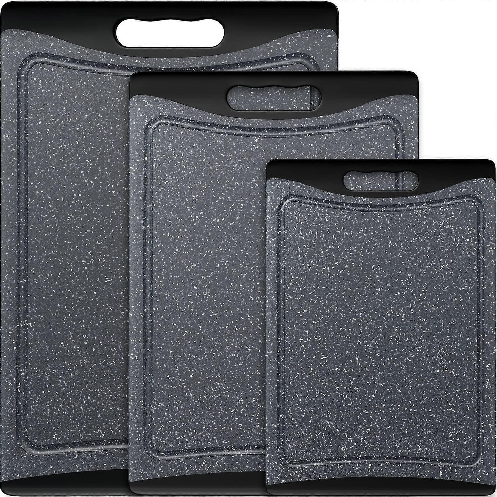 Extra Large Plastic Cutting Boards Set of 3 with Juice Grooves, Dark Grey Ref: 8004