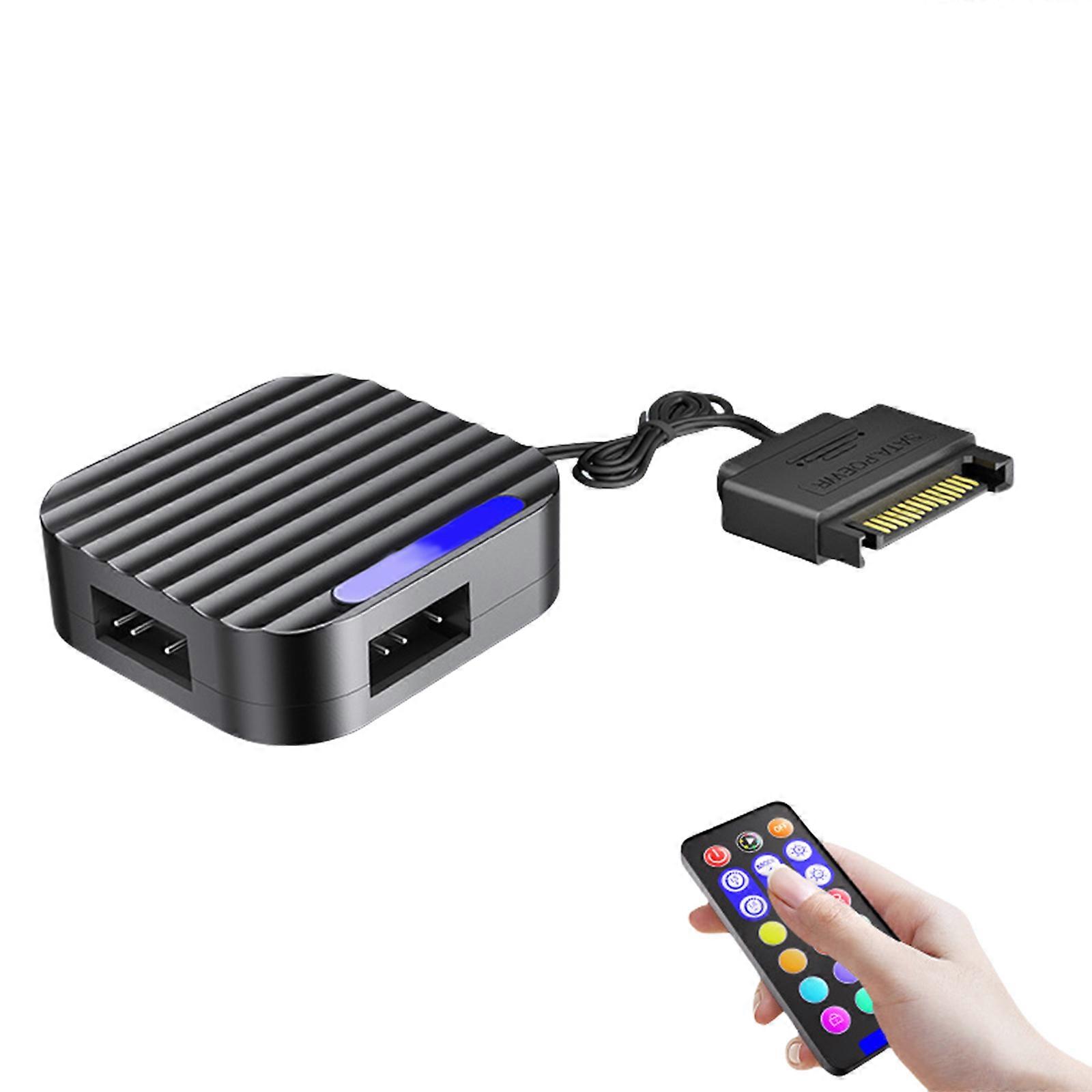 ARGB Hub Controller 5V 3Pin Satas Power supply Magnetic Mount Compactly Design PC Argb Lighting for Home Entertainment  Black