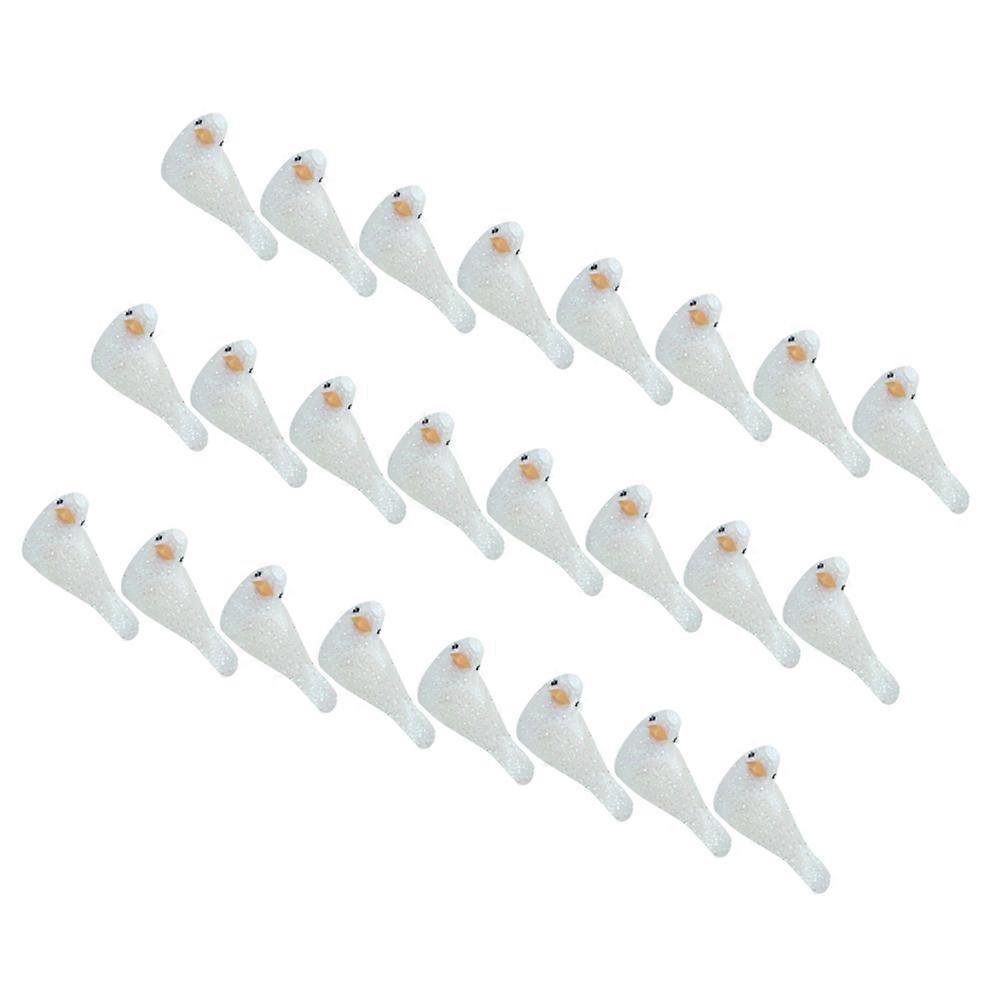 Simulation Bird Design Artificial Bird Decoration Figures White 2.3x2.3x2cm 24Pcs