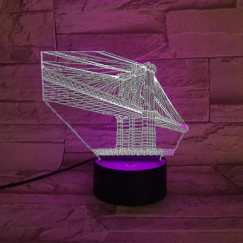 Manhattan Bridge 3d Led Night Light Bedroom Table Lamp Color Changing