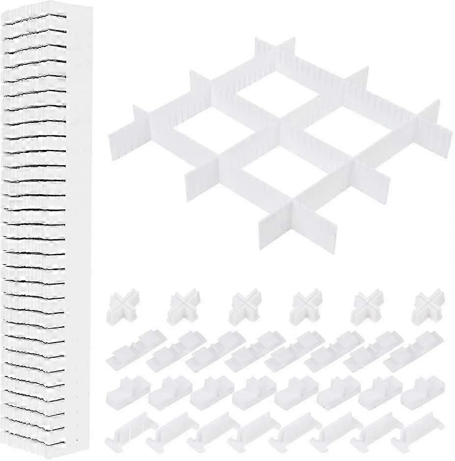 Set of 40 DIY Drawer Organiser/Grid Drawer Divider/Drawer Storage/Drawer Divider Plastic Adjustable Drawer Dividers 40.5 x 5cm for Socks