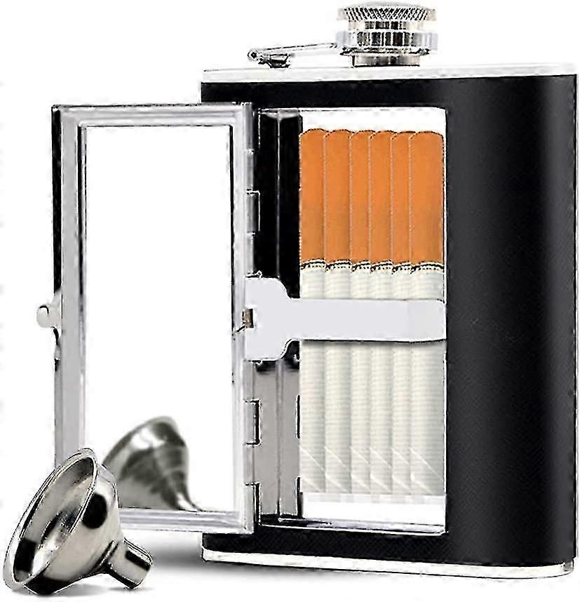 Stainless Steel Hip Flask, Leak-proof Hidden Flask With Cigarette Case