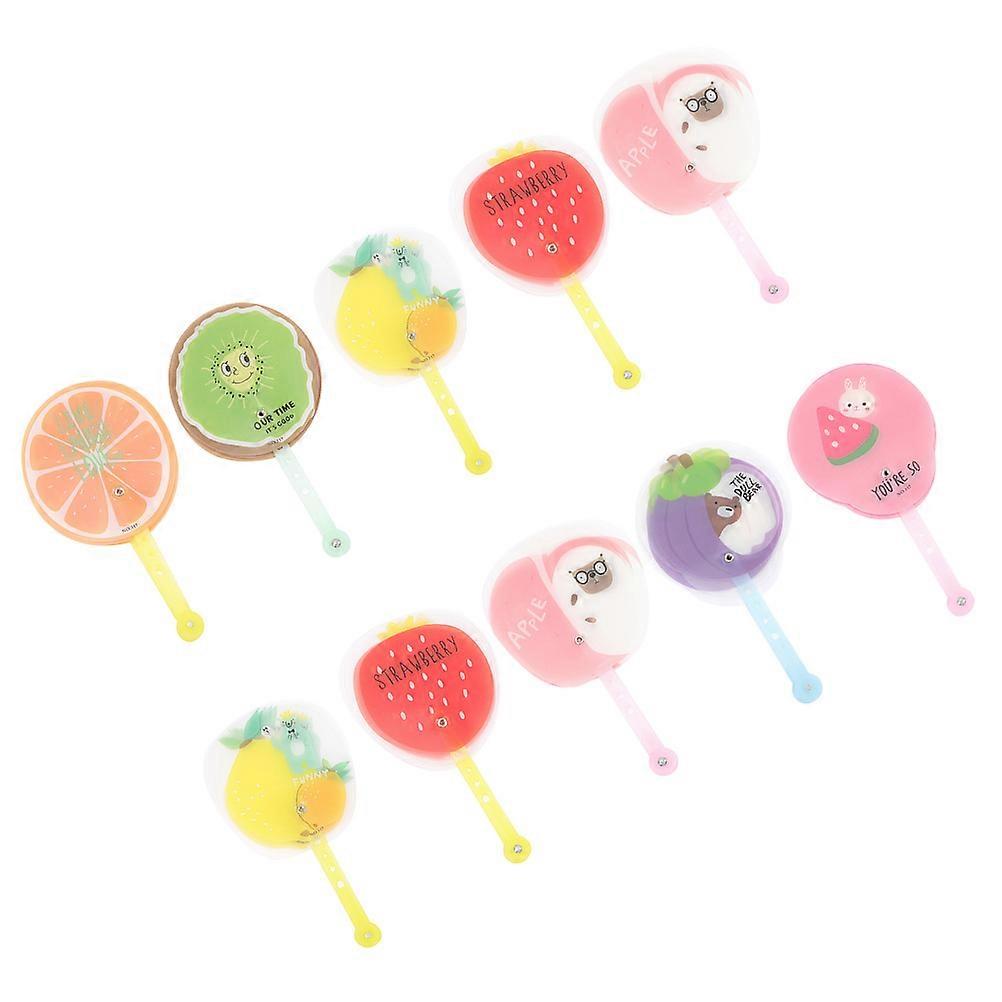 10pcs Folding Hand Fans, Lightweight Portable Summer Cooling Fans with Mixed Fruit Cartoon Designs, Compact Reusable Party Favors