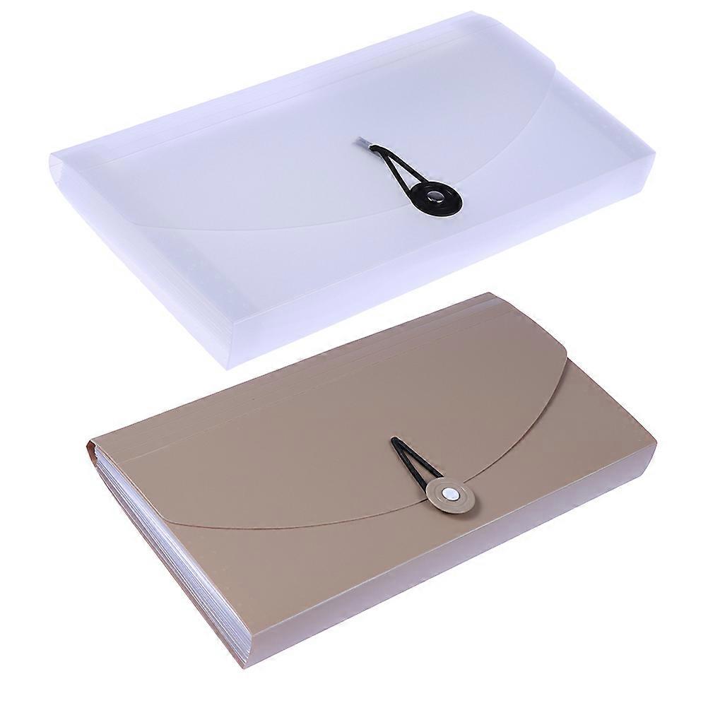 Organizer Simple Design Portable Document Holder Folder 2Pcs Translucent and Khaki Each 1PC For Office Workers and Students