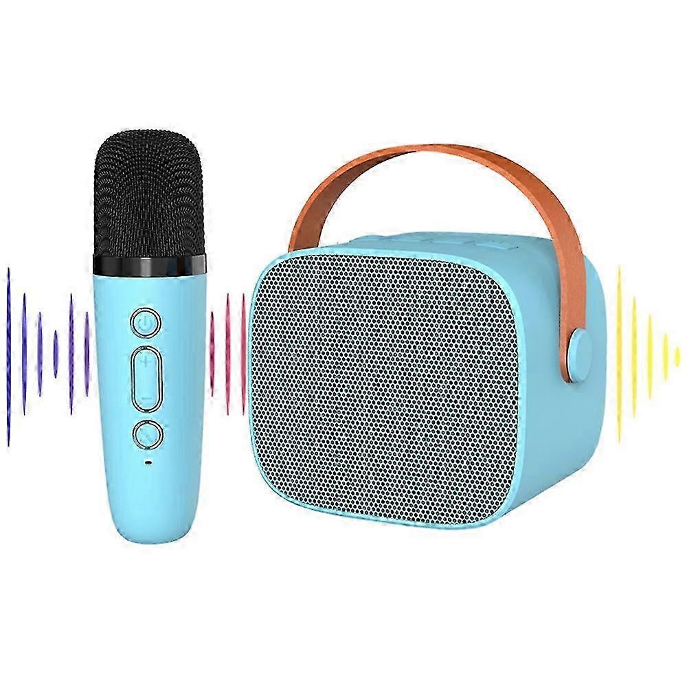 Kids Karaoke Bluetooth-luidspreker Draagbare luidspreker met 1 microfoon - Sky Blue