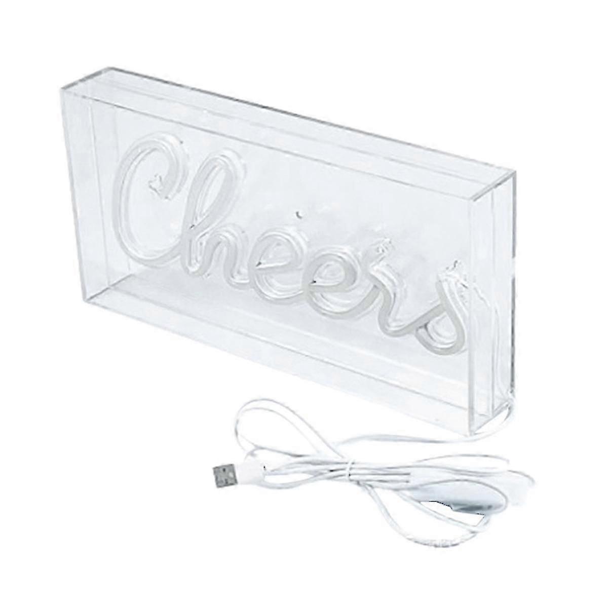 Cheers Neon Sign USB LED Schreibtisch Lightbox 3D Wand Warmes Licht für Bar