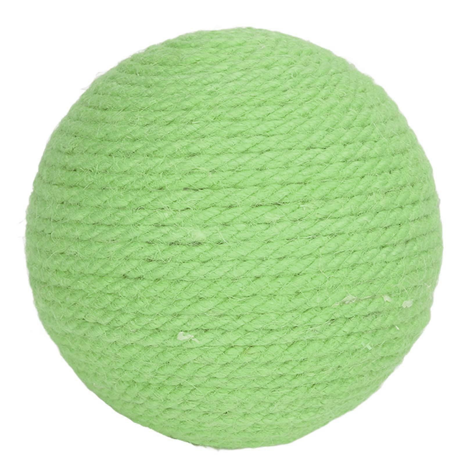 Sisal Ball Interactive Cat Toy for Scratching and Playing, Teething Kitten Toy (Green)