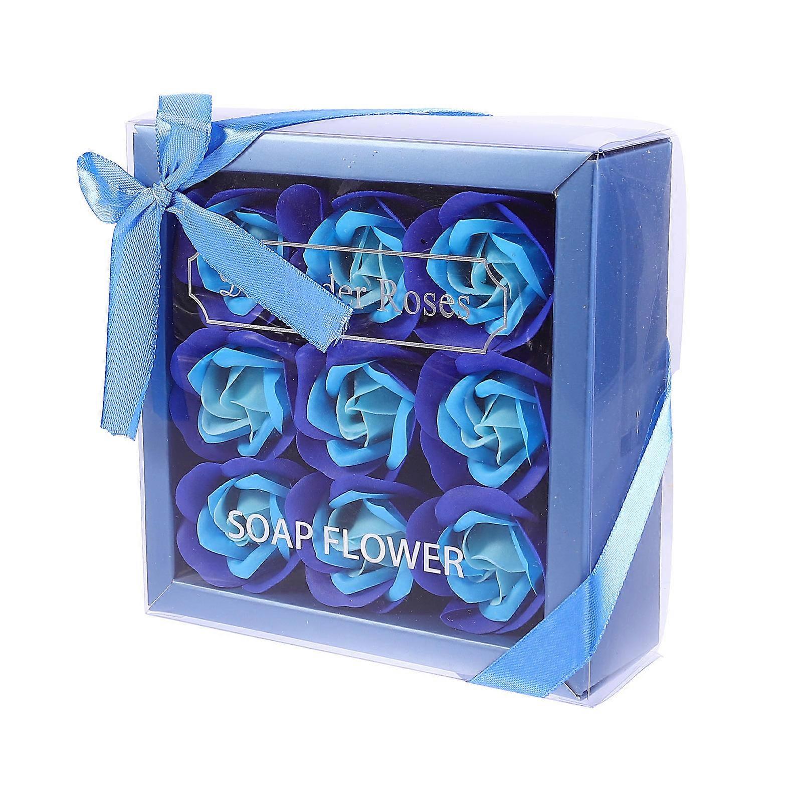 Soap Flowers Bouquet Home Decoration Warm Dinner Blue 14.5x14.5cm 1Pack