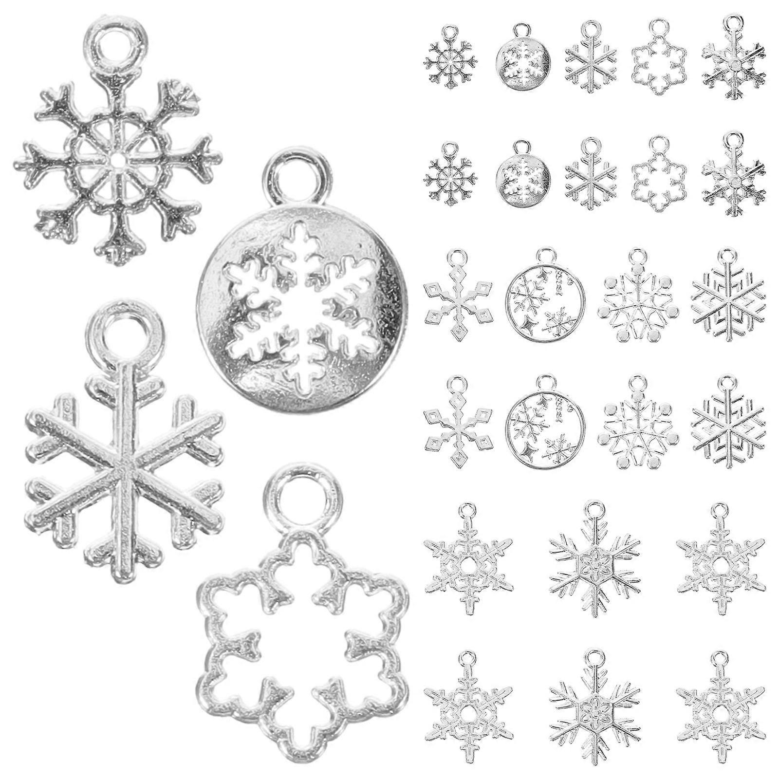 60pcs Alloy Snowflake Charms for Jewelry Making, Festive Christmas Pendant Decorations, Durable & Stylish DIY Craft Accessories for Holiday Projects