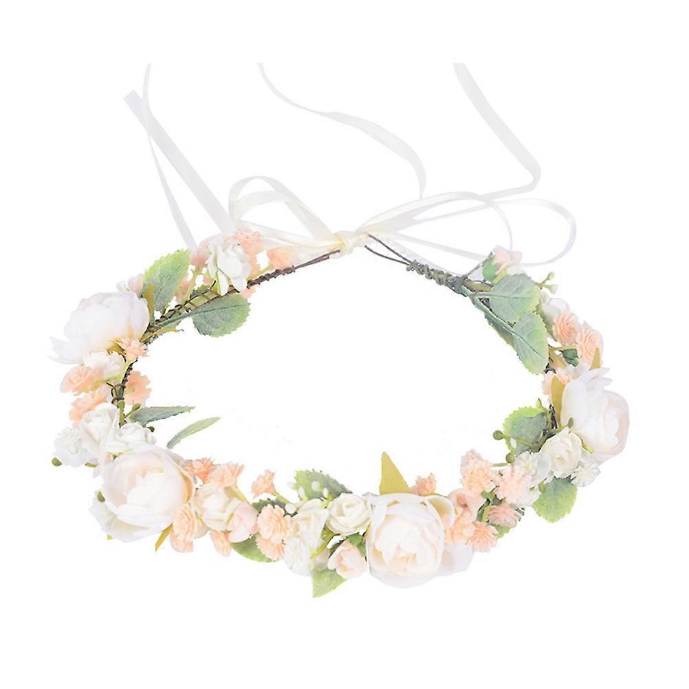 Flower Wreath Headdress for Kids Circular Adjustable Comfortable to Wear Assorted Color 21X18CM 1Set
