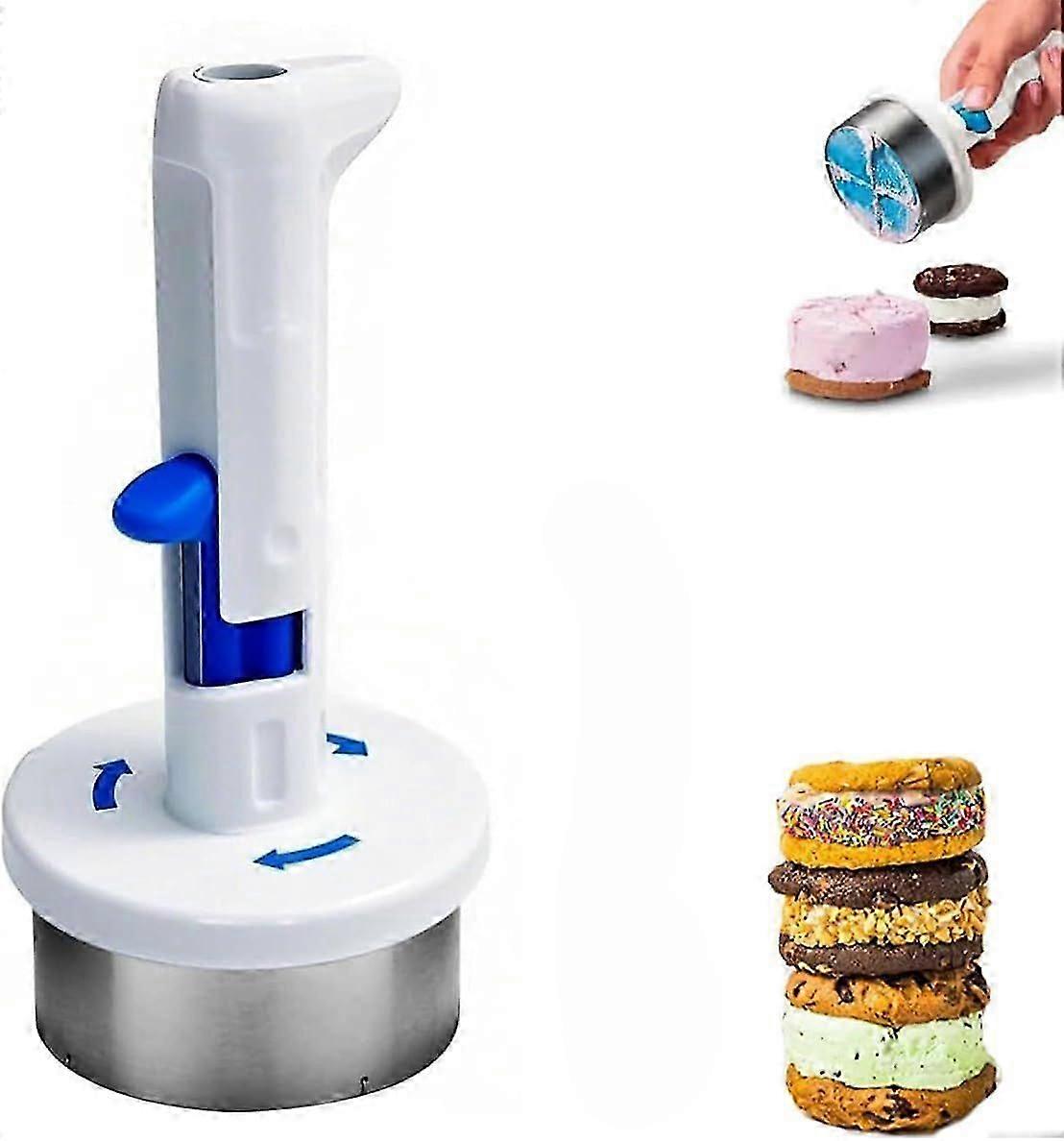 Ice Cream Sandwich Maker Tool, Stainless Steel Ice Cream Cookie Sandwich Maker, Easy One-Handed Sandwich Scoop Mold, For Creative Ice-Cream Burger Mak