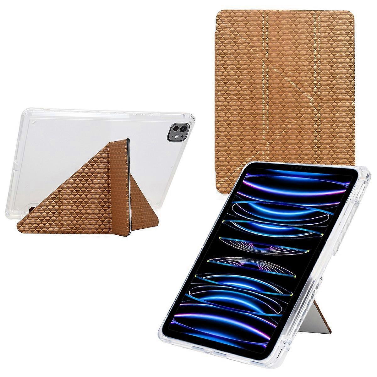 Tablet Case For iPad Pro 12.9 (2022) (2021) (2020) (2018) , Y-Fold Stand Pyramid-Patterned Leather C