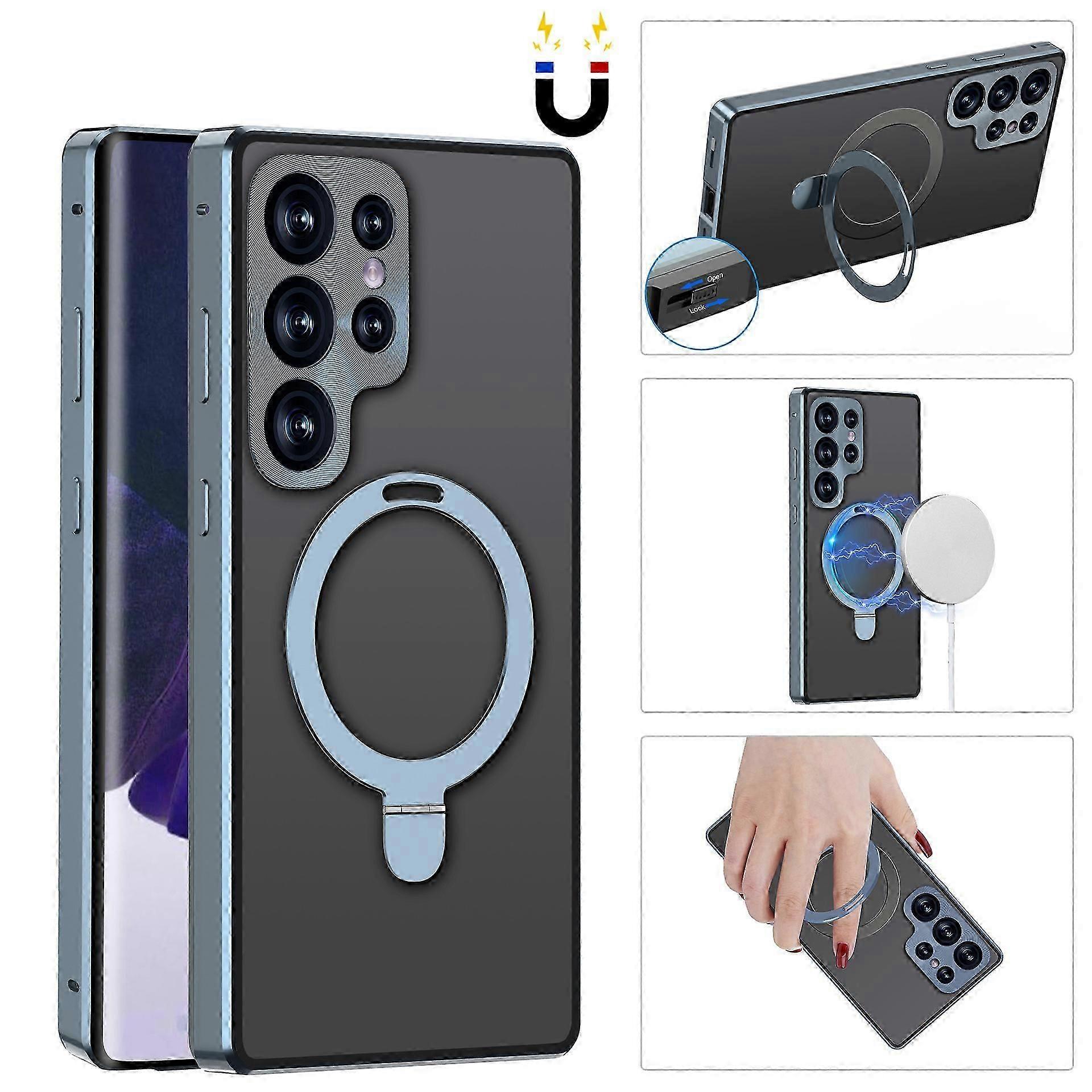 Do etui Samsung Galaxy S24 Ultra Magsafe z klamrą do gogli, dwustronną osłoną ochronną 360 stopni kompatybilną z Magsafe