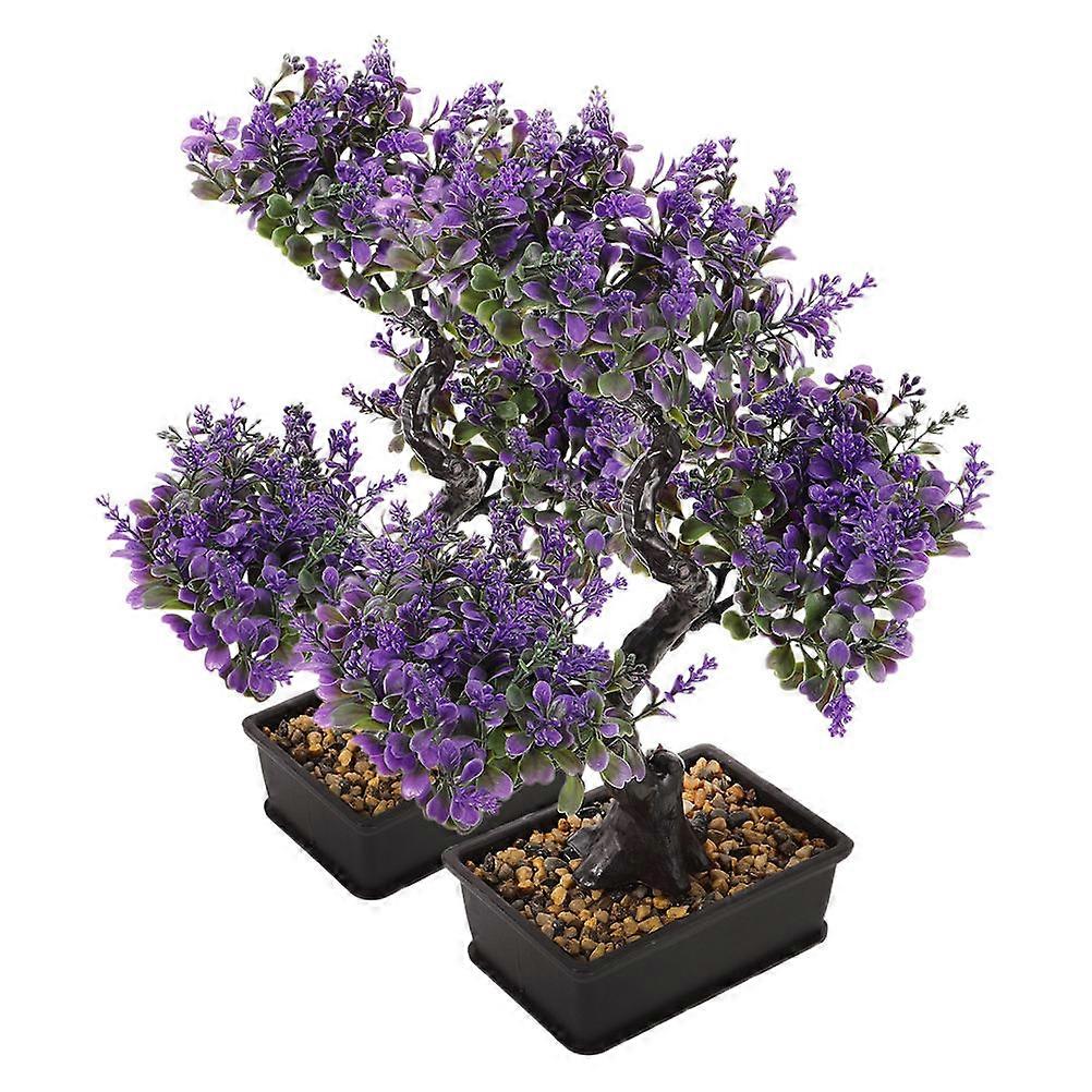Artificial Bonsai Tree Realistic Design For Indoor Use Home Decoration Plastic Stone Foam 36.00X32.00X10.00CM 2Pcs