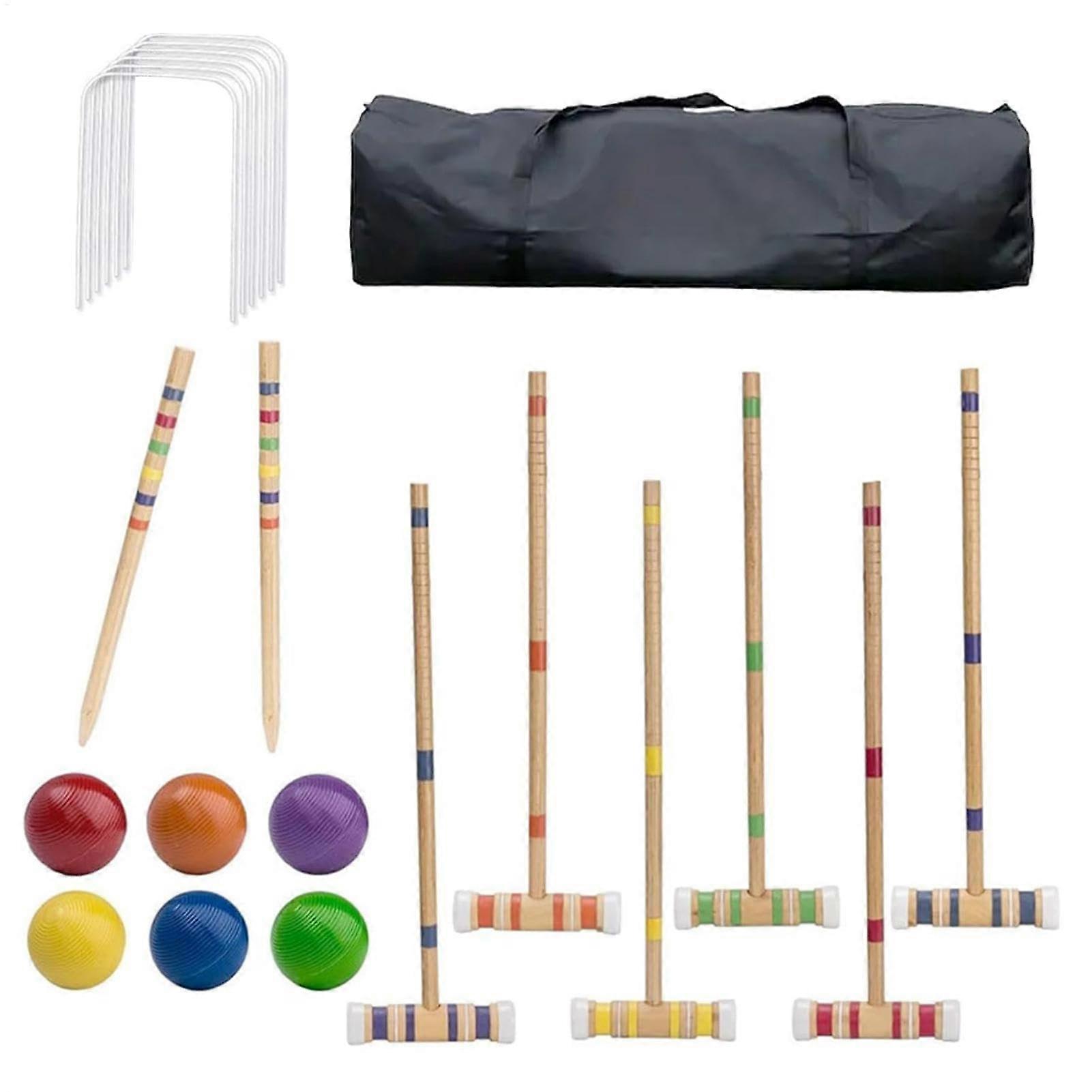 Krocket Garden Game, Complete 6 Player Set, Vibrant Coloured Balls, Easy Setup and Storage